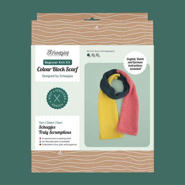 Scheepjes Beginner Knit Kit Colour Block Scarf