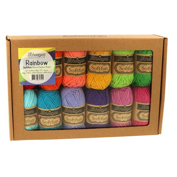 Scheepjes Softfun Mini Colour Packs 12 x 20gm balls  - Various Colourways