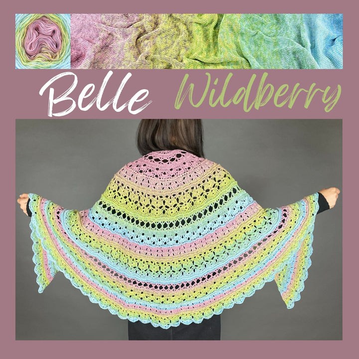 Crochet Yarn set LoLa Belle 4ply SIS Homemade semicircular shawl Wildberry