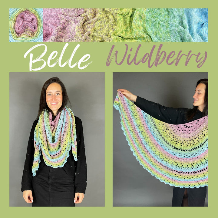 Crochet Yarn set LoLa Belle 4ply SIS Homemade semicircular shawl Wildberry