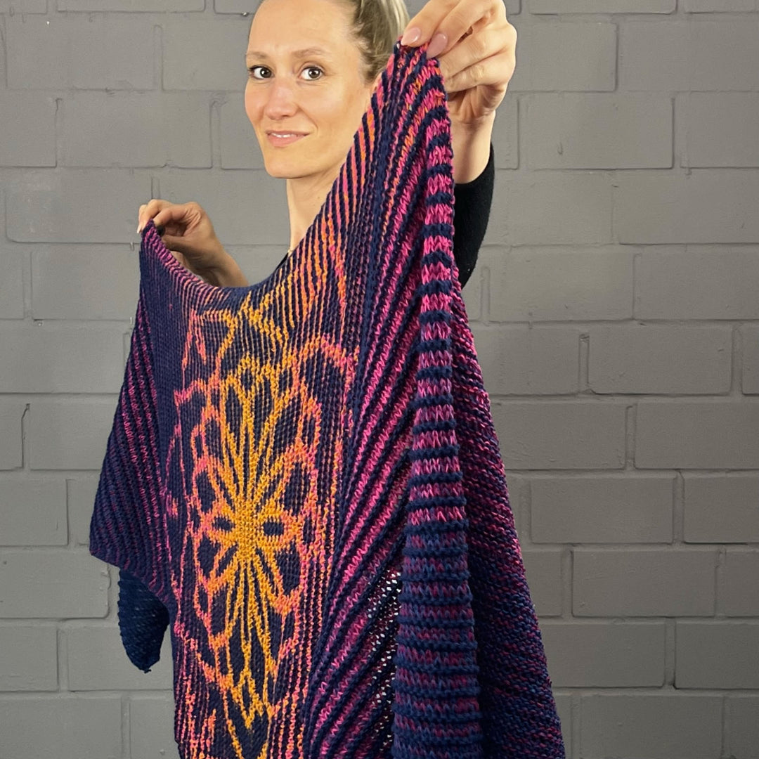 PREORDER Lola Illusion Knitted Scarf - Mandala - 8ply