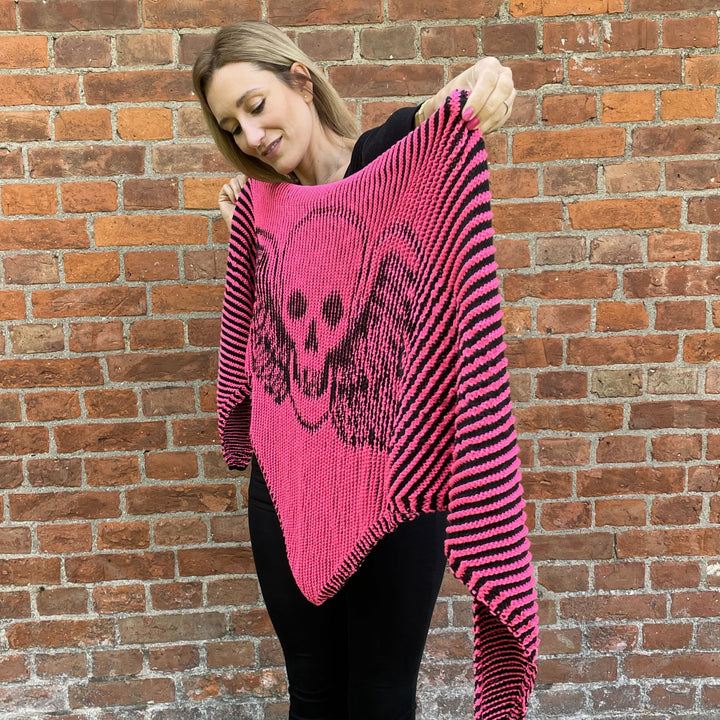 PREORDER Lola Illusion Knitted Scarf - Flying Skull 8ply