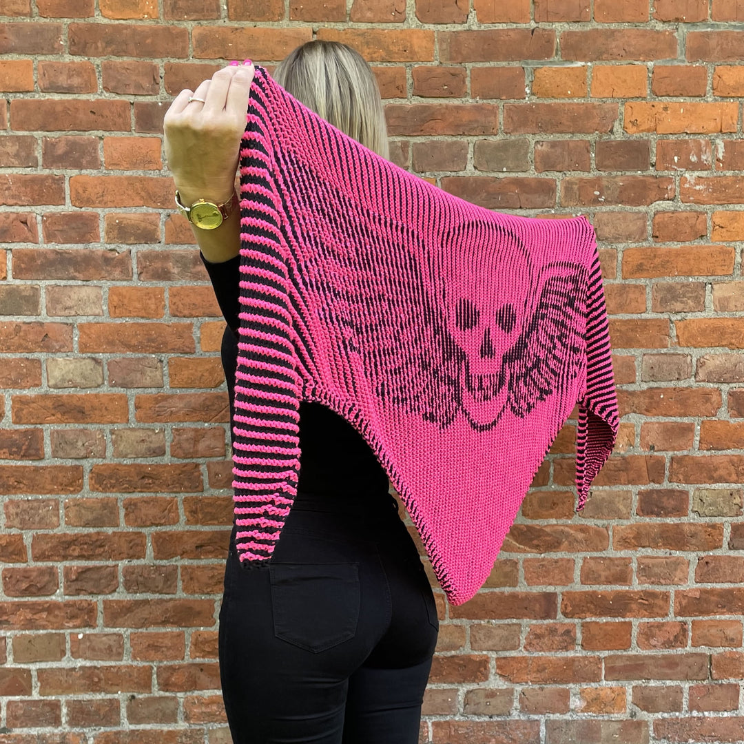 PREORDER Lola Illusion Knitted Scarf - Flying Skull 8ply