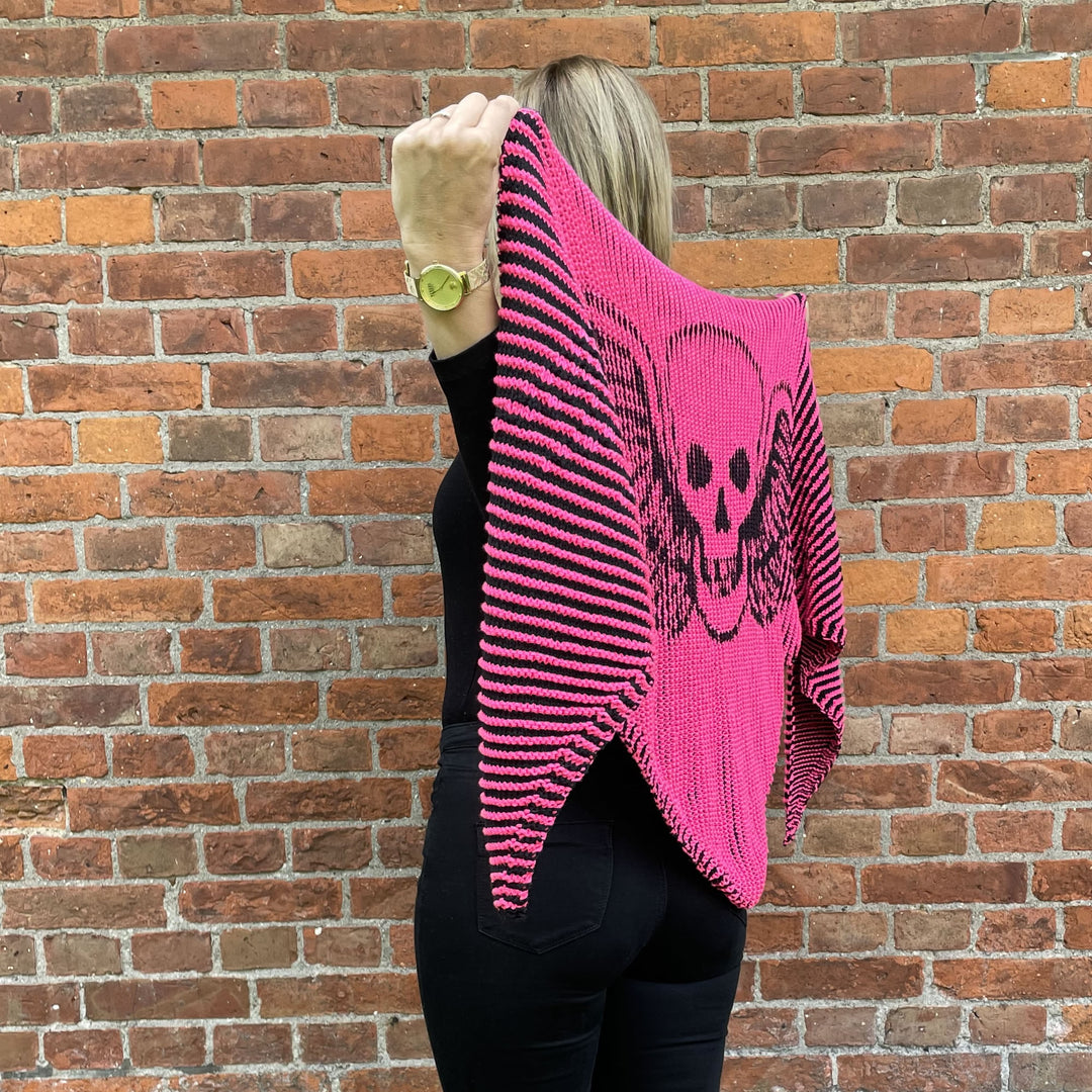 PREORDER Lola Illusion Knitted Scarf - Flying Skull 8ply