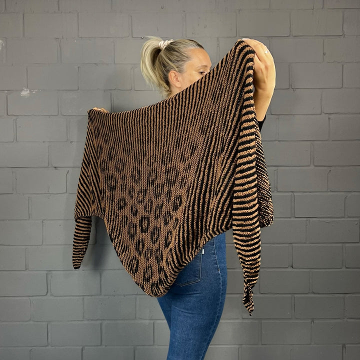 Lola Illusion Knitted Shawl - Leo - 8ply AVAILABLE NOW