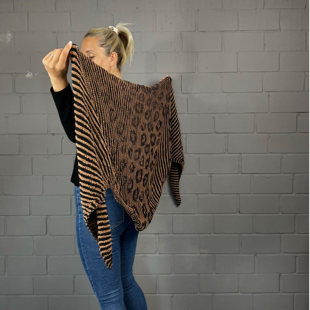 Lola Illusion Knitted Shawl - Leo - 8ply AVAILABLE NOW