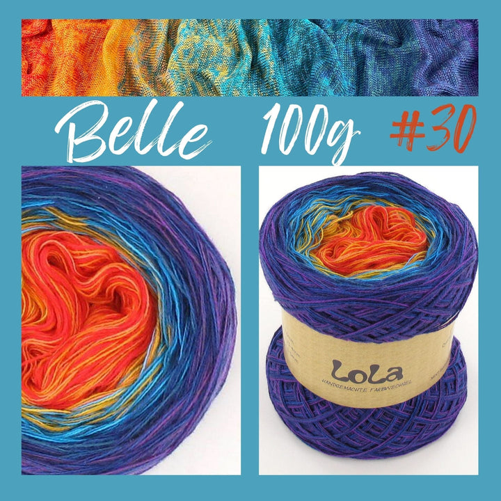 Crochet Yarn set LoLa Belle 4ply SIS Homemade semicircular shawl Wildberry