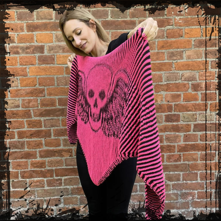 PREORDER Lola Illusion Knitted Scarf - Flying Skull 8ply